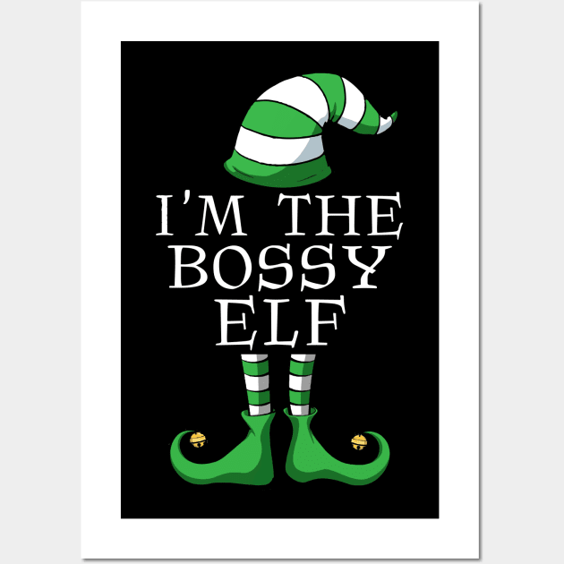 I'm The Bossy Elf Matching Family Pajamas Christmas Gifts Wall Art by thuden1738